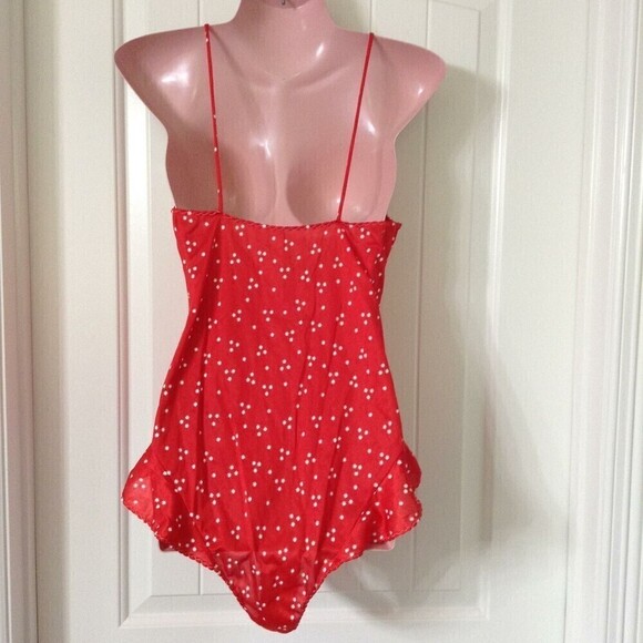Vintage Undercover Wear Body Suit Teddy Small Red with White Stars - Picture 3 of 4